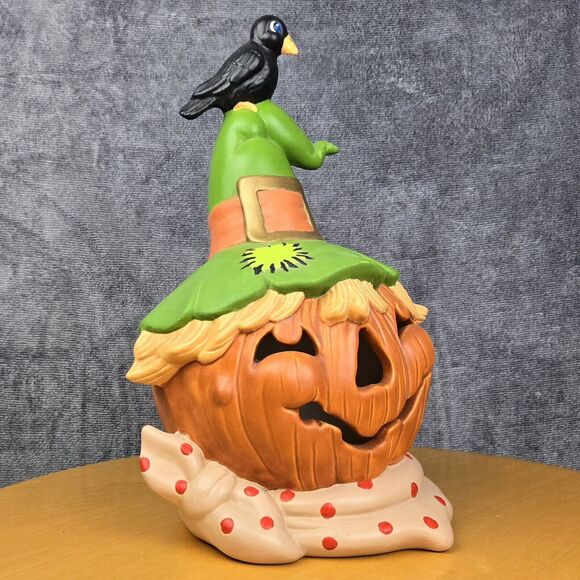 Vintage Halloween Ceramic Glenview Mold Jack-o'-Lantern Witch Hat Raven - Picture 4 of 16